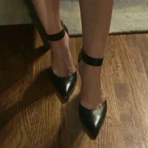 Givenchy Black Leather Stiletto Vintage Classic Spike Mary Jane Heels Size 41